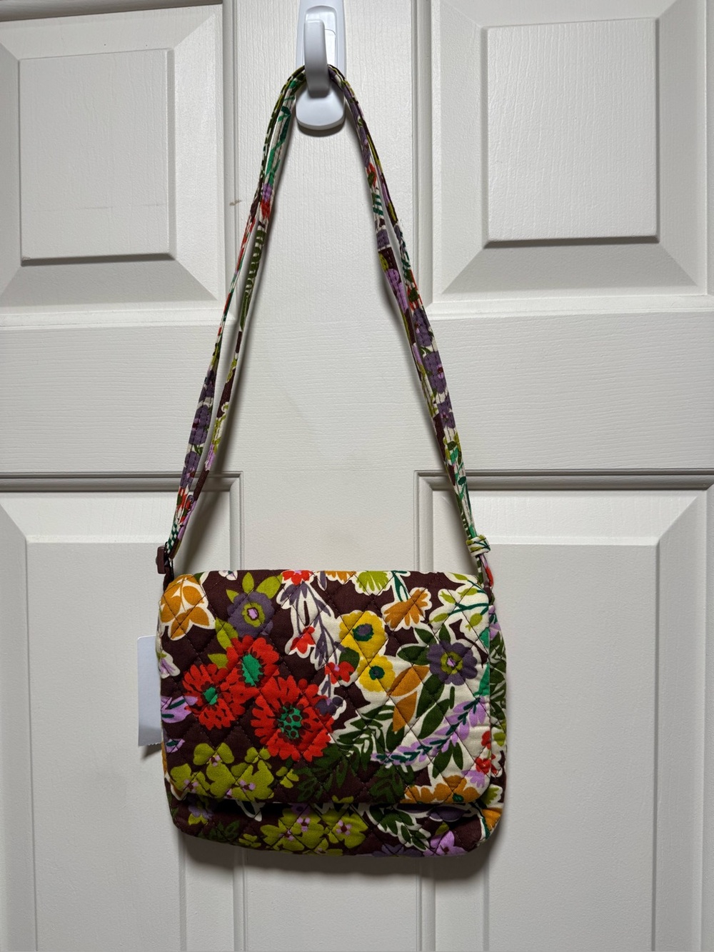 Vera Bradley English Garden Quilted Floral Crossbody Bag Purple Red Cottage Core